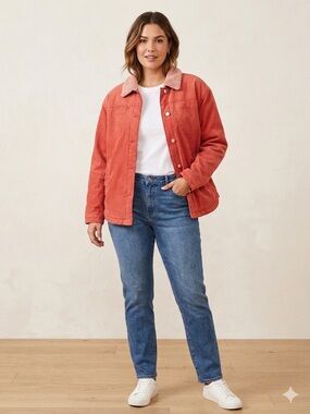 Pilcro by Anthropologie Orange Sherpa Shirt Jacket Small NWT Cozy Outerwear